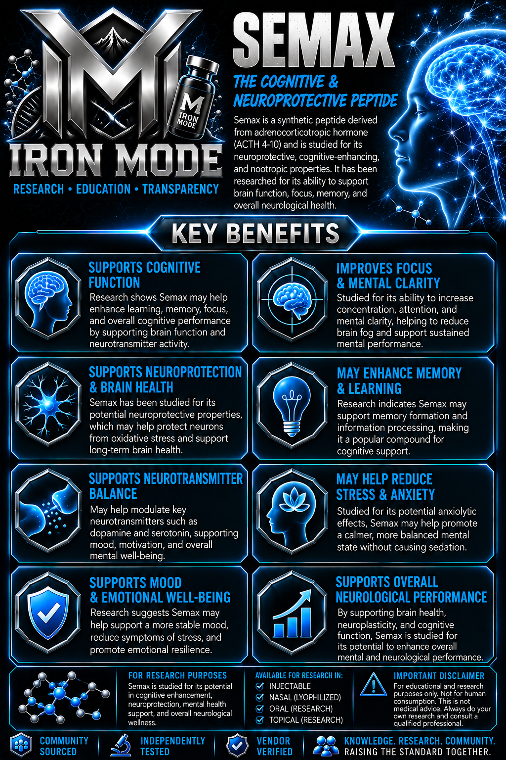 Semax cognitive benefits sheet