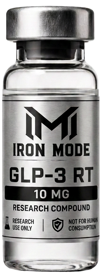 GLP-3 RT research vial with Iron Mode metallic label